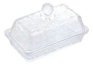 Manteigueira Em Cristal Martelado Com Tampa