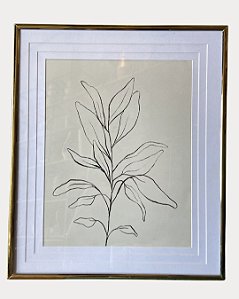 jQuadro Botânico Minimalista 20x25 cm – Moldura Dourada