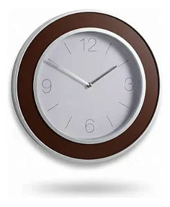 Relógio Grande Marrom Escuro e Prata