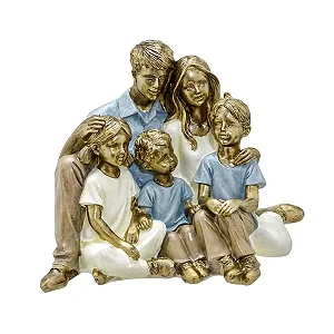 Escultura Decorativa Família Casal + 3 filhos