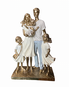 Escultura Decorativa Família Casal + 3 Filhas