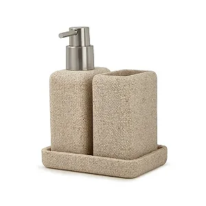 Kit Banheiro em Poliresina Textura- 3 peças