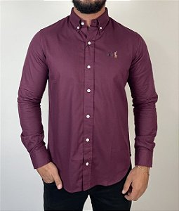 Camisa Social R.L Oxford Custom Fit Lisa Vinho