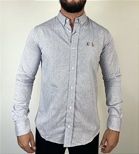 Camisa Social R.L Oxford Custom Fit Cinza