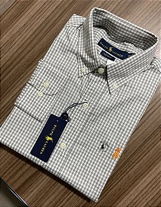 Camisa Social R.L Algodão Custom Fit Xadrez Azul - MBessa