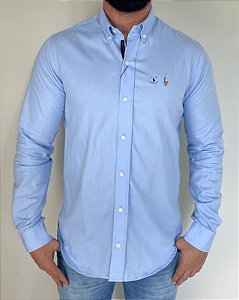 Camisa Social R.L Oxford Custom Fit Azul Claro