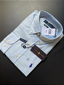 Camisa Social R.L Oxford Custom Fit Azul claro