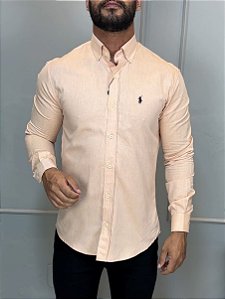 Camisa Social R.L Oxford Custom Fit Salmão