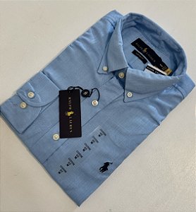 Camisa Social R.L Linho Custom Fit Azul