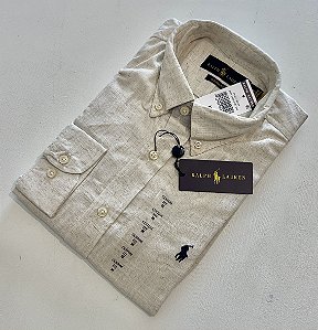 Camisa Social R.L Linho Custom Fit Palha