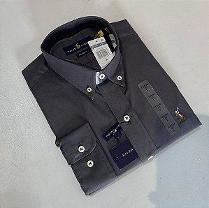 Camisa Social R.L Oxford Custom Chumbo