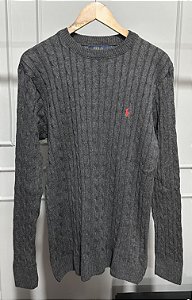 Suéter Tricot Ralph Lauren Cinza Chumbo
