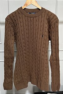 Suéter Tricot Ralph Lauren cor Marrom Escuro