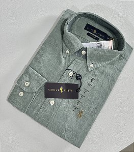 Camisa Social R.L Linho Custom Fit Verde