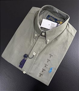 Camisa Social R.L Oxford Custom Fit Verde Militar