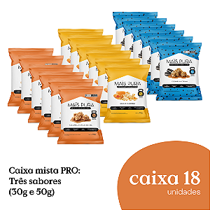 Caixa com 3 sabores de Pipocas PRO 30g e 50g (18 unidades)