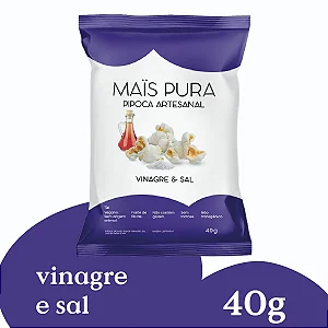 Pipoca Artesanal Mais Pura Vinagre e Sal 40g - Unidade