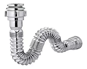 SIFÃO FLEXÍVEL SANFONADO UNIVERSAL CROMADO P/ PIA, CUBA E TANQUE