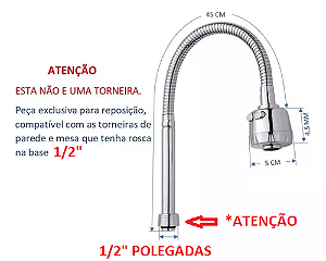 TUBO * 1/2 * FLEXÍVEL COM AREJADOR CHUVEIRINHO PARA TORNEIRA DE COZINHA GOURMET