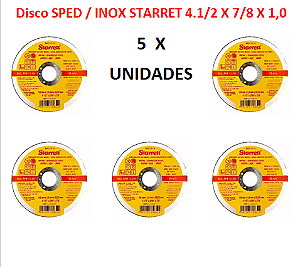 DISCO SPED / INOX STARRET 4.1/2 X 7/8 X 1,0 - KIT COM 5 UNIDADES
