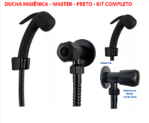 DUCHA HIGIÊNICA * MASTER * PRETA 1/4 DE VOLTA 1,2MTS – METAL - KIT COMPLETO