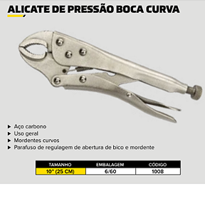 ALICATE DE PRESSÃO 10" BOCA CURVA
