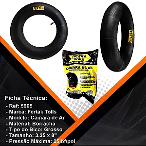 CÂMARA DE AR PARA CARRINHO DE MÃO (PARA PNEU DE 3.25" X 8" e 3.00" X 8")