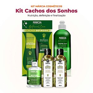 Kit Cachos dos Sonhos: Shampoo, Condicionador, Creme de Pentear, Silicone e Óleo de Coco