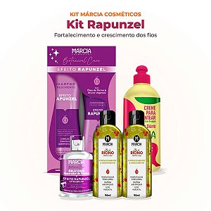 Kit Rapunzel Crescimento Capilar: Shampoo, Condicionador, Silicone e Óleo de Rícino