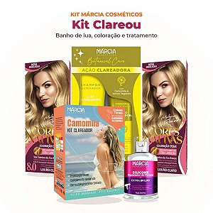 Kit Clareou: Clareador de Pelos Camomila, 2 Tinturas 8.0 Louro Claro e Tratamento Clareador