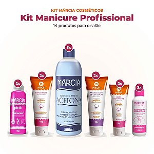 Kit Manicure Profissional para Salão Márcia com 14 Produtos: Acetona, Removedor e Cutículas