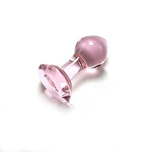Plug Anal de Vidro Coração - Rosa