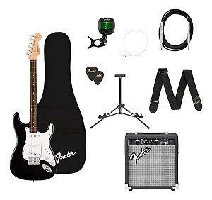 FENDER GUIT KIT SQ DEBUT SRAT BK 120V