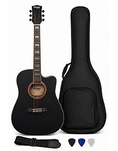 KLASS VIOLAO FOLK KE380 BK ELET PRETO + KIT