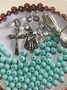 KIT TERÇO AZUL BEBÊ/ PRATA