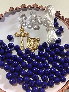 KIT TERÇO AZUL ROYAL / DOURADO