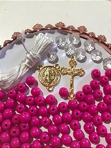 KIT TERÇO ROSA PINK / DOURADO