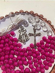 KIT TERÇO ROSA PINK / PRATA