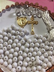 KIT TERÇO BRANCO LEITOSO/ DOURADO
