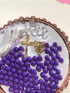 KIT TERÇO ROXO LEITOSO/ DOURADO