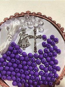 KIT TERÇO ROXO LEITOSO/ PRATA