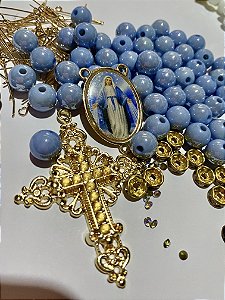 Kit N.S.das Graças azul Royal irizado