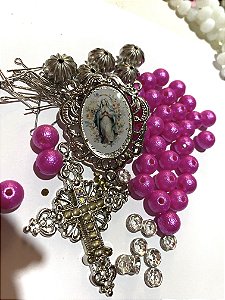 Kit terço Rosa cascudo 10 mm