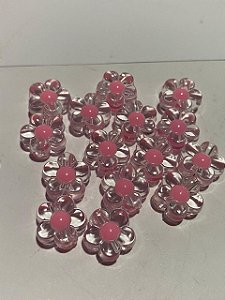 Flor passante perolada com miolo rosa 60 un