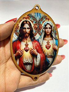 Medalha de madeira do Sagrado Coração