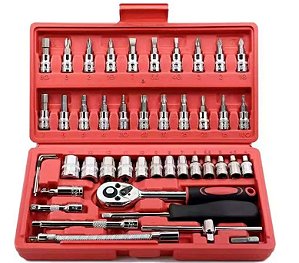 46 件套工具箱  CX24  Kit Jogo Maleta Conjunto Chave catraca 46 peças 1/4''