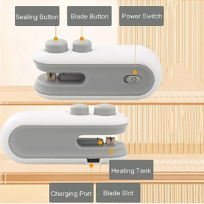 迷你封口机 CX200  Máquina seladora mini de snacks para embalagem e preservação de alimentos em casa, selagem a vácuo.
