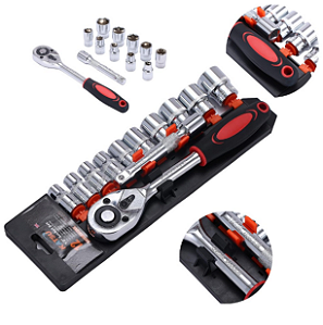 大飞12件套 Jogo De Soquete Sextavado Encaixe 10-22MM Com Chave Catraca Reversivel 1/2 Polegadas Extensão 12 Peças CRV Cor Sortida