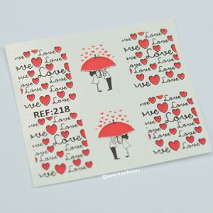 Adesivos de unhas casal com guarda chuva 1115