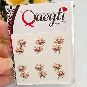 Adesivos de unhas duas flores em um ramo aquarela colorida A1017